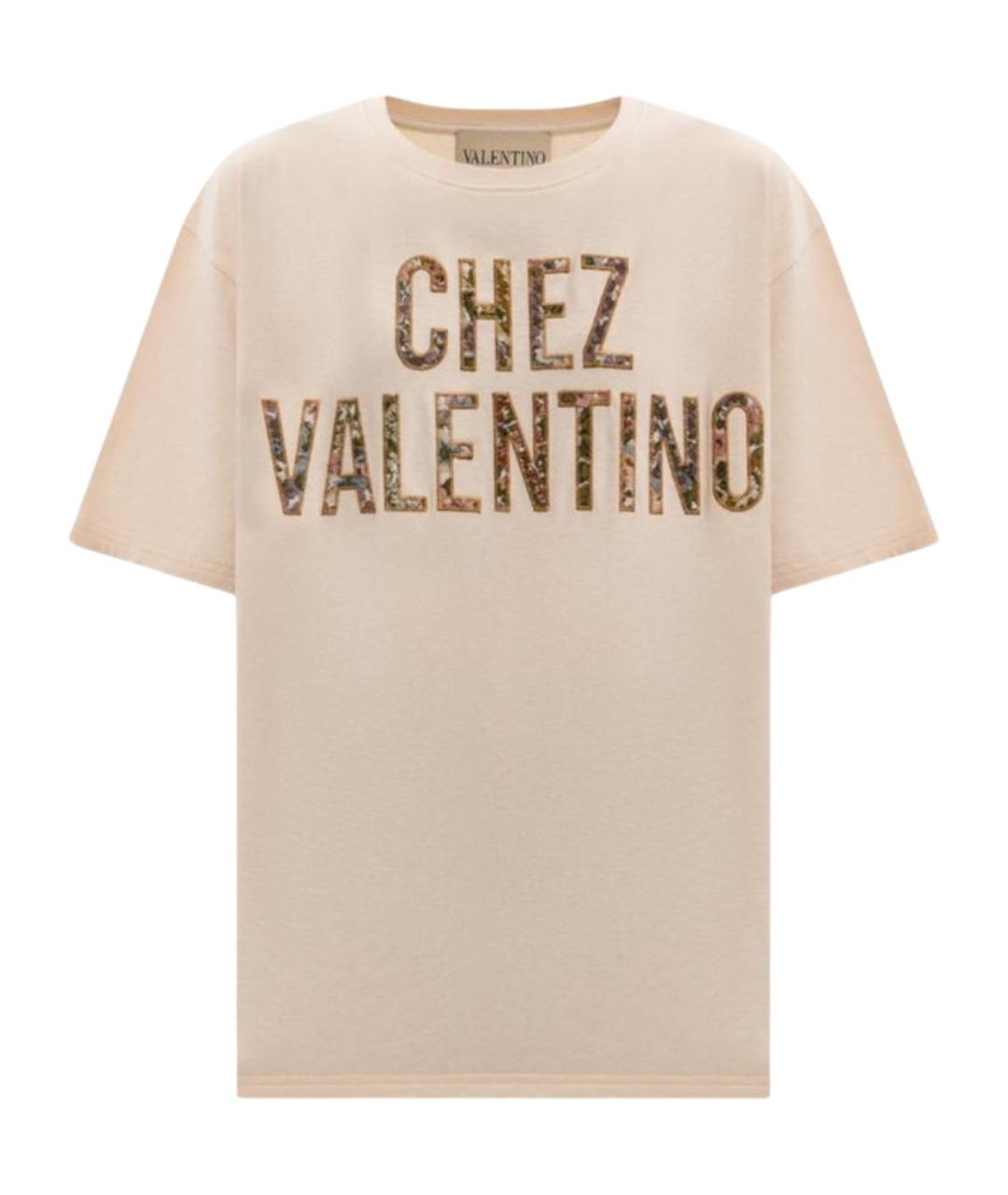 VALENTINO Бежевая хлопковая футболка, фото 1
