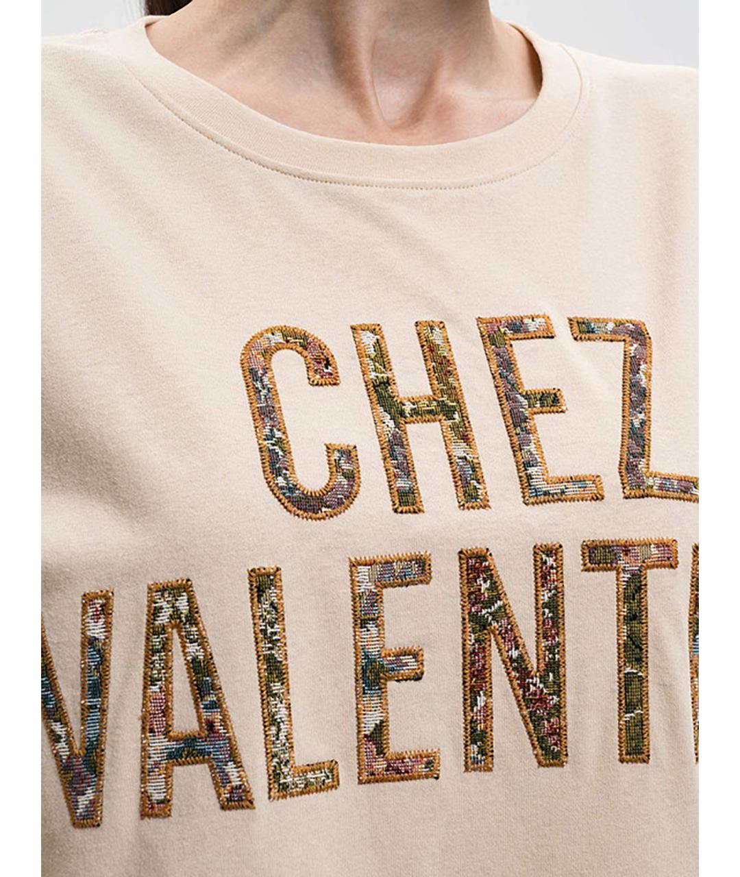 VALENTINO Бежевая хлопковая футболка, фото 3