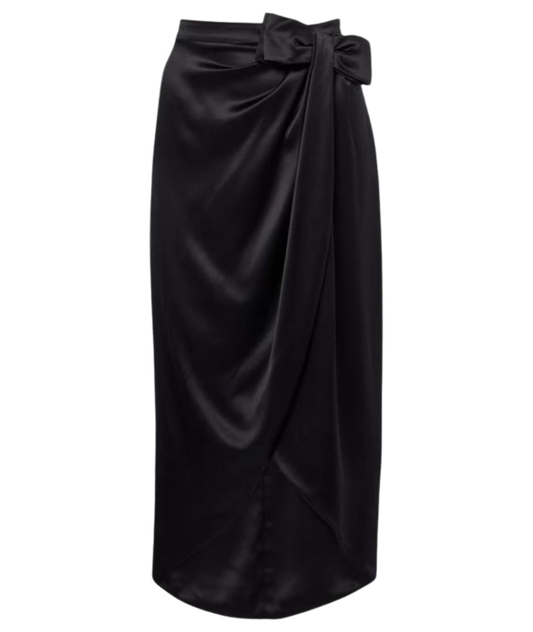 VALENTINO Черная шелковая юбка миди, фото 1
