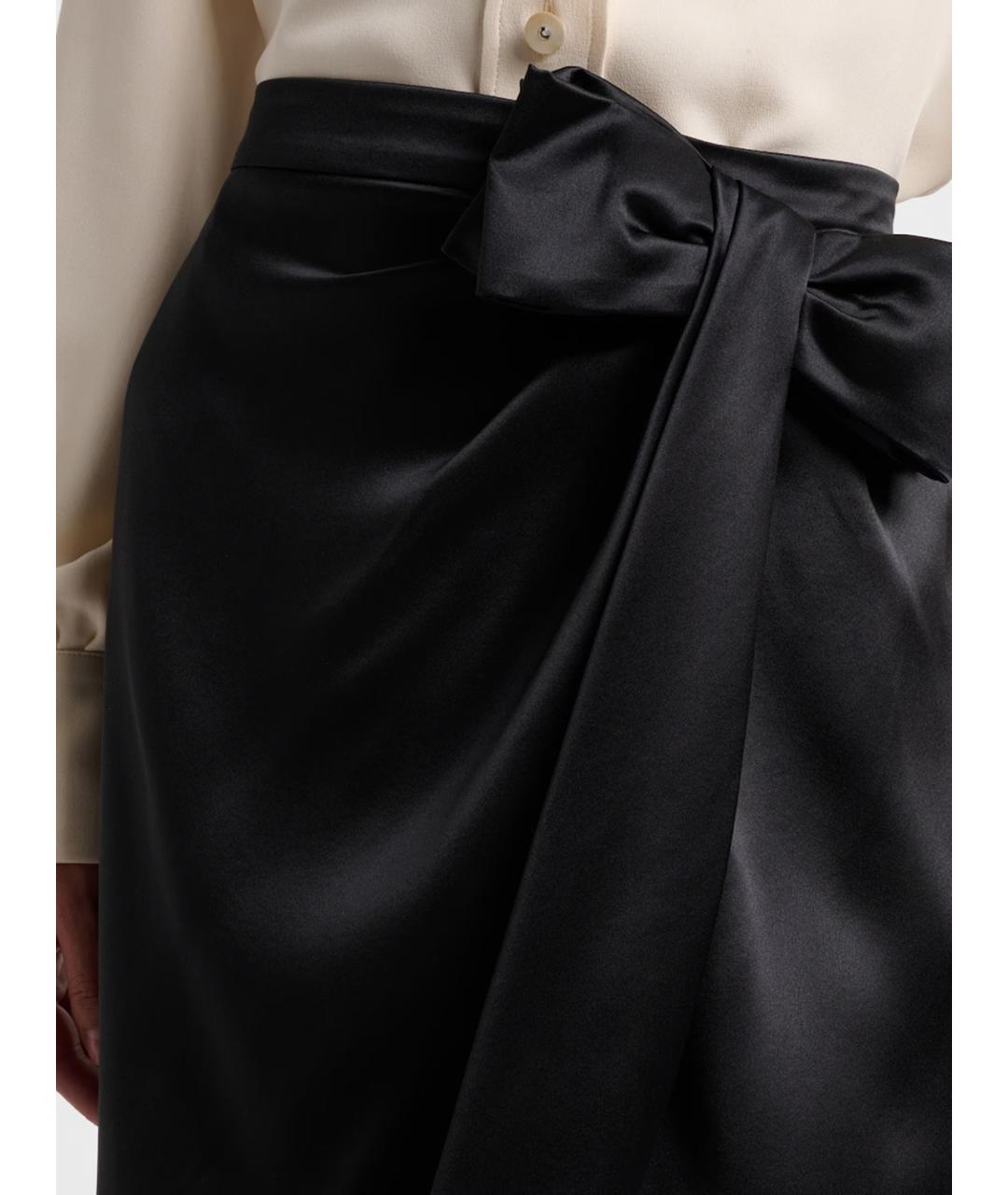 VALENTINO Черная шелковая юбка миди, фото 3