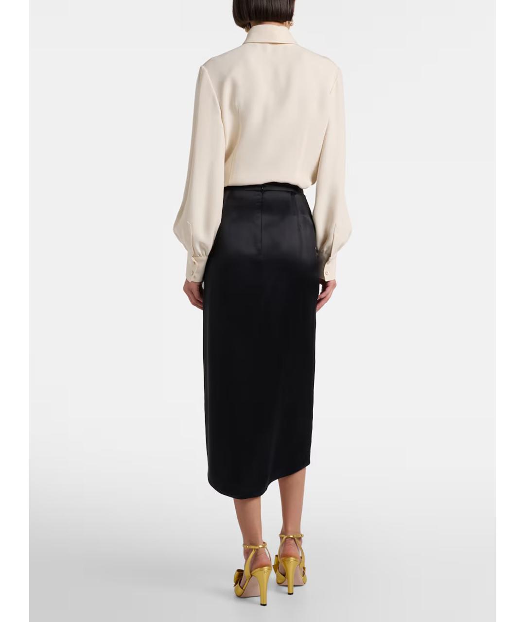 VALENTINO Черная шелковая юбка миди, фото 4
