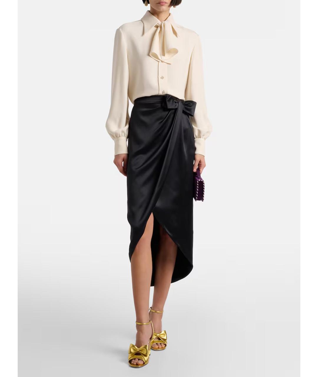 VALENTINO Черная шелковая юбка миди, фото 2