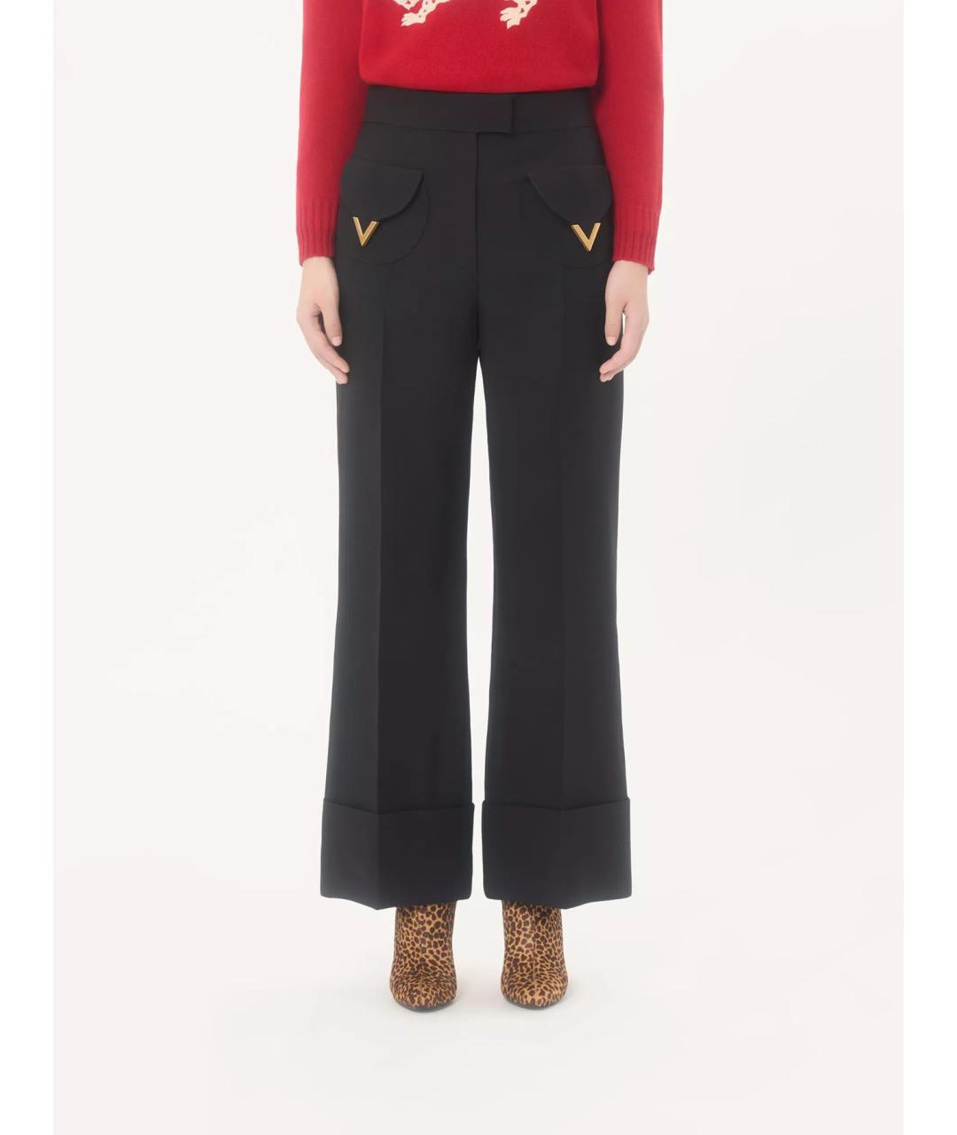 VALENTINO Черные шерстяные прямые брюки, фото 3
