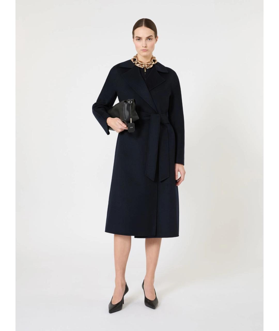 MAX MARA STUDIO Темно-синее шерстяное пальто, фото 2