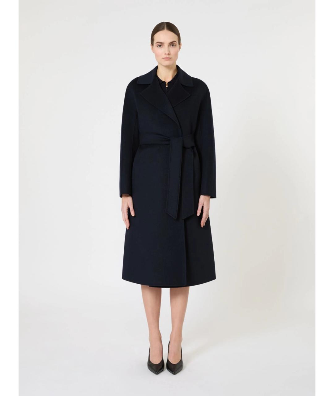 MAX MARA STUDIO Темно-синее шерстяное пальто, фото 3