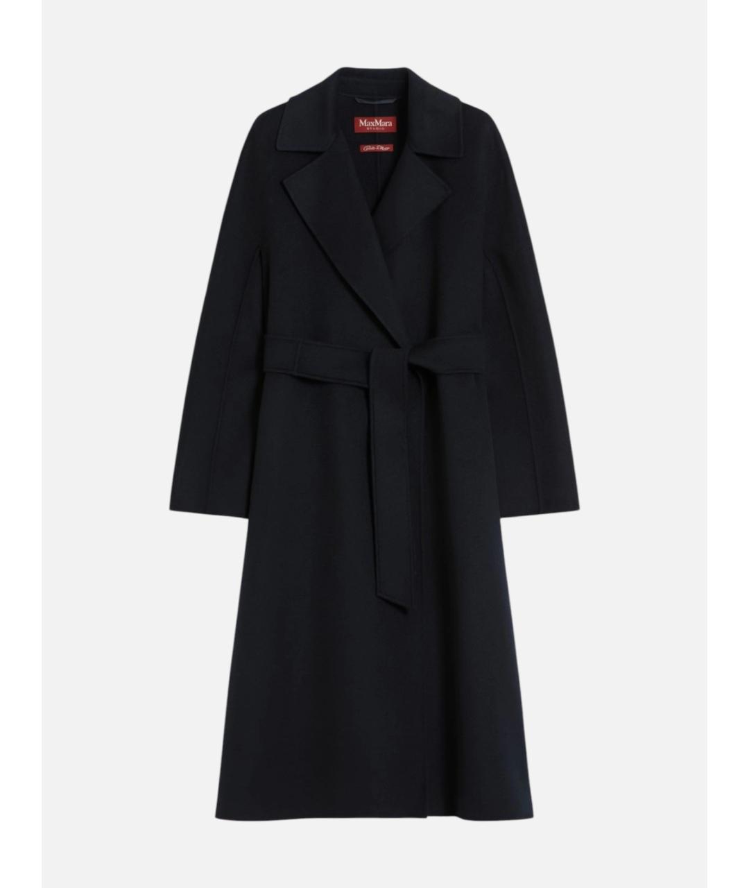 MAX MARA STUDIO Темно-синее шерстяное пальто, фото 6