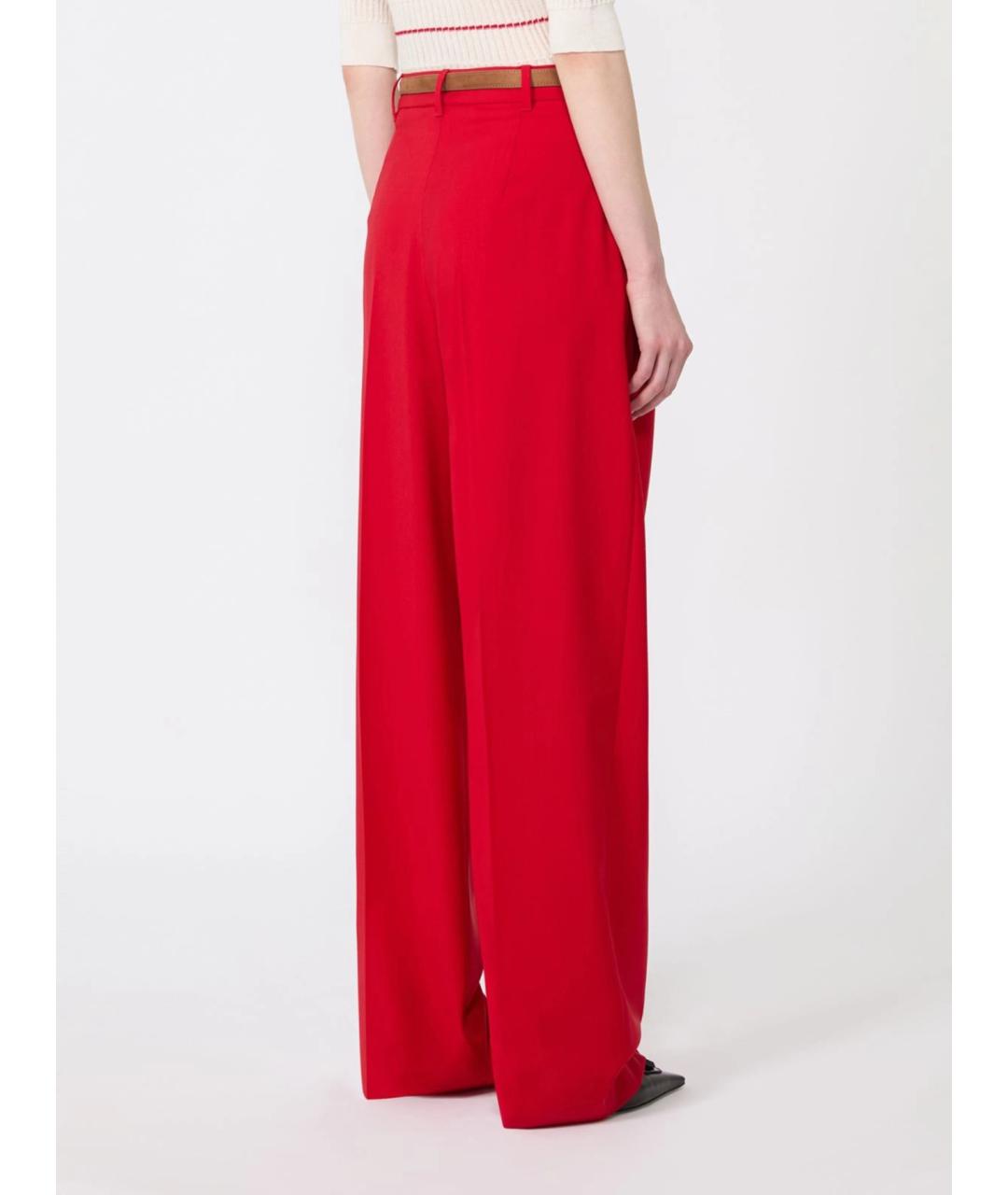 MAX MARA STUDIO Красные шерстяные брюки широкие, фото 4