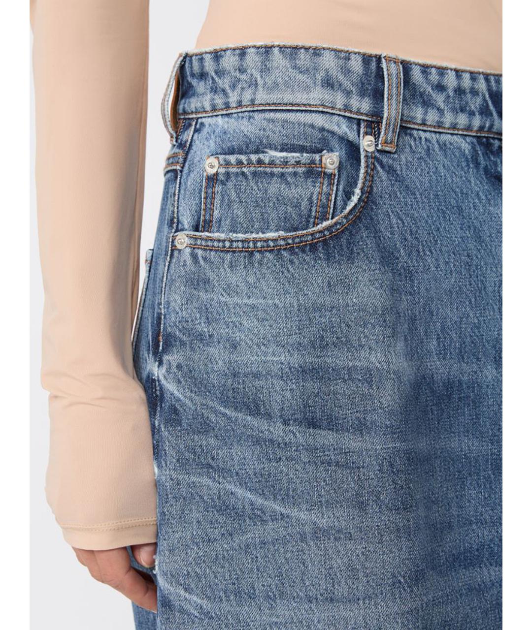 SPORTMAX Синие хлопковые прямые джинсы, фото 4