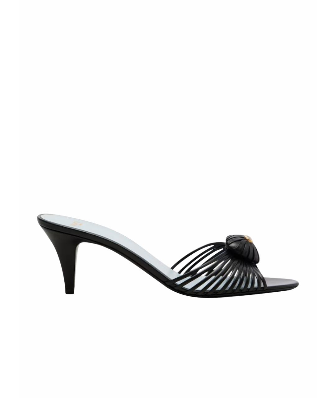 VALENTINO Черные кожаные мюли, фото 1