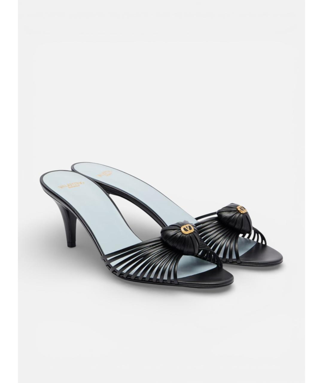 VALENTINO Черные кожаные мюли, фото 2