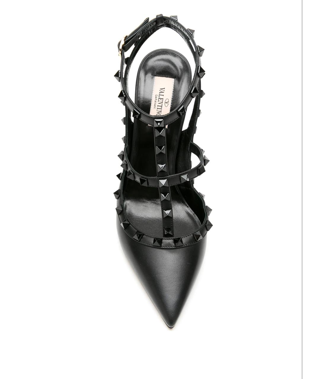 VALENTINO Черные кожаные босоножки, фото 4