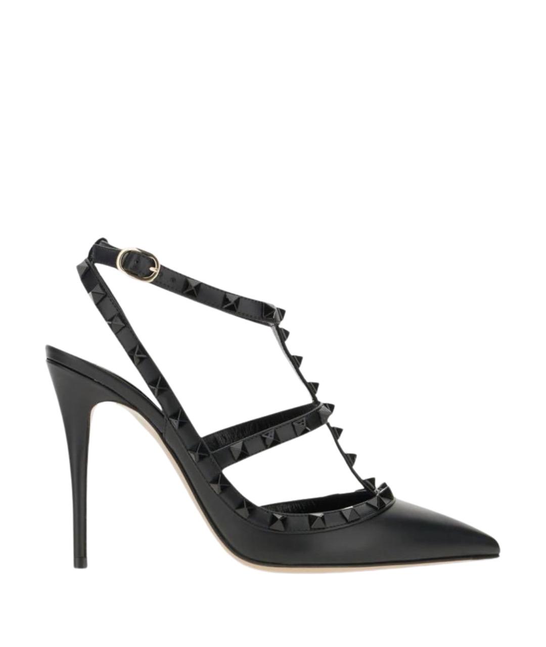 VALENTINO Черные кожаные босоножки, фото 1
