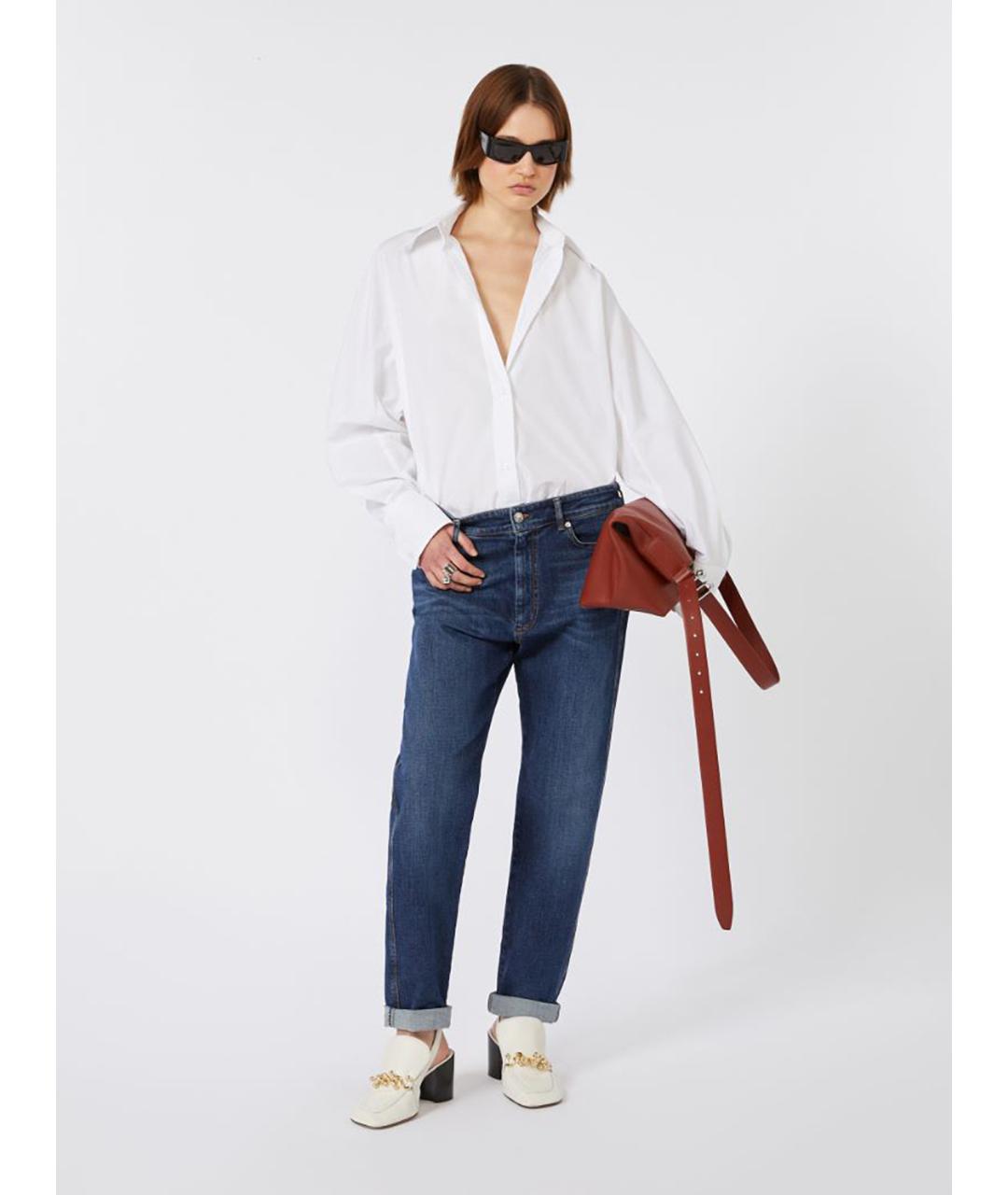 SPORTMAX Синие хлопковые прямые джинсы, фото 2