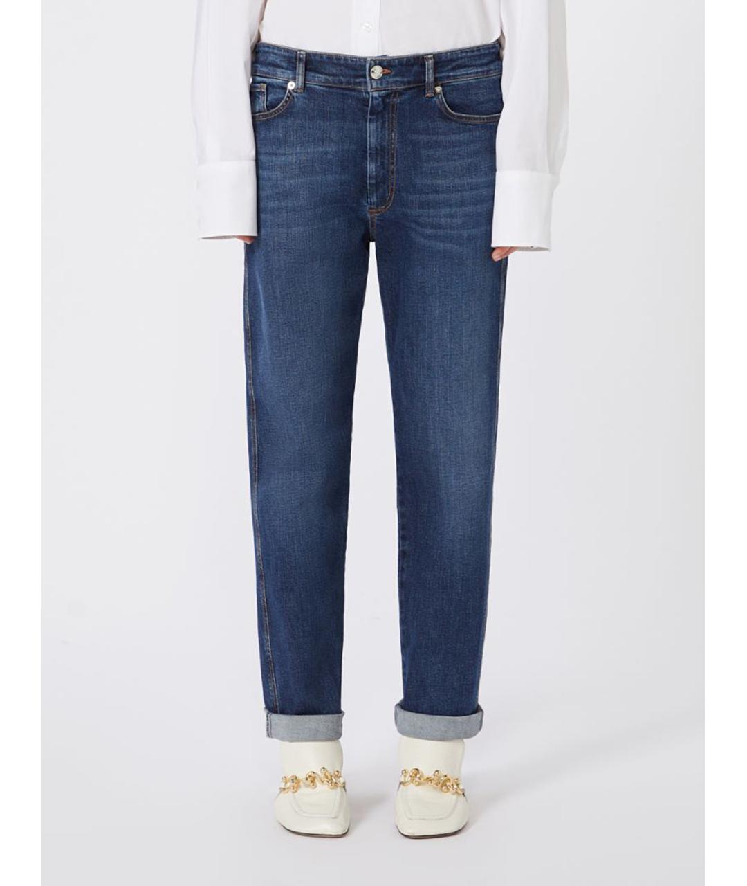 SPORTMAX Синие хлопковые прямые джинсы, фото 3