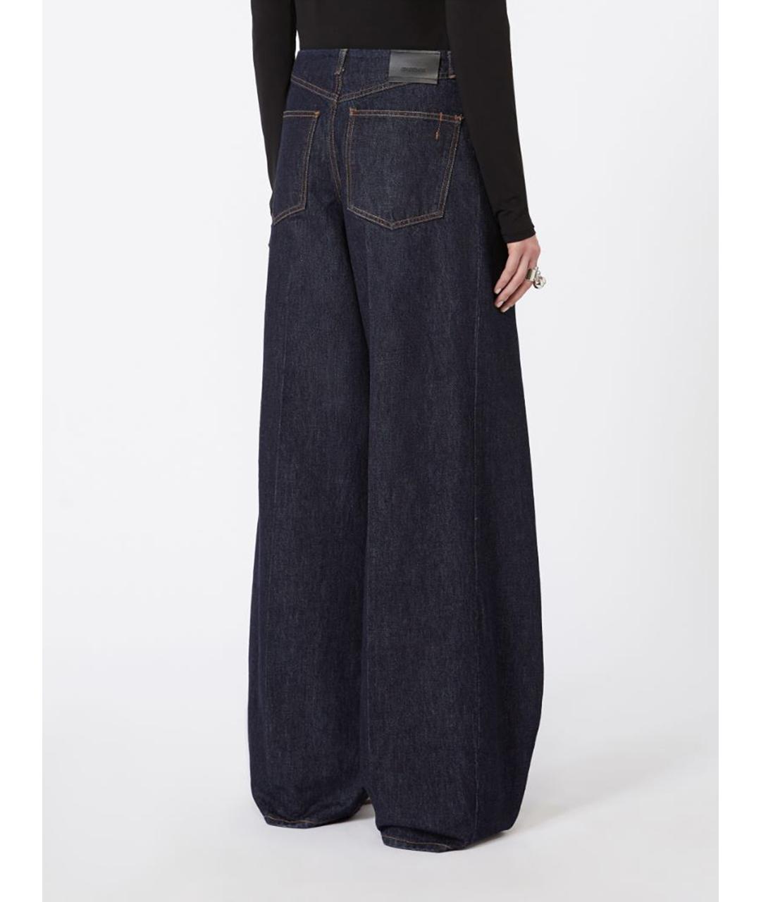 SPORTMAX Темно-синие хлопковые прямые джинсы, фото 3