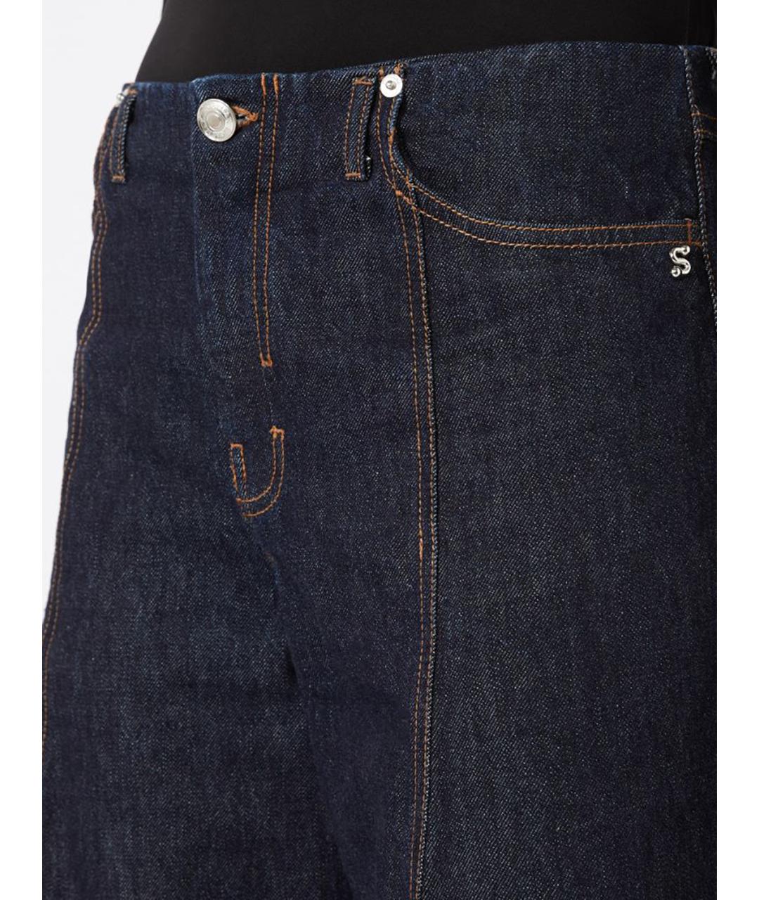 SPORTMAX Темно-синие хлопковые прямые джинсы, фото 5