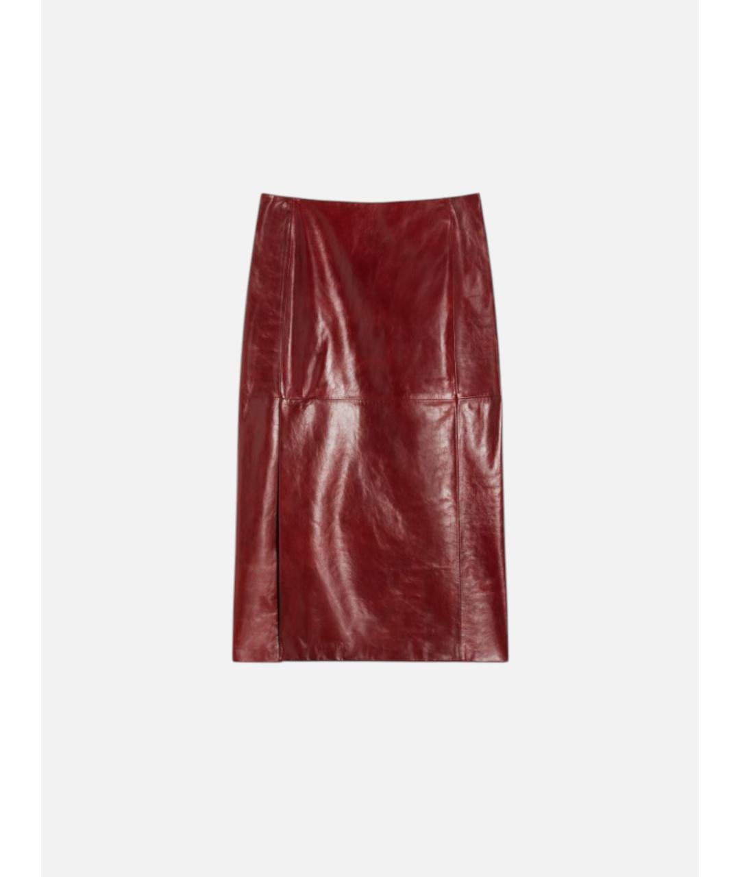 SPORTMAX Черная кожаная юбка миди, фото 6