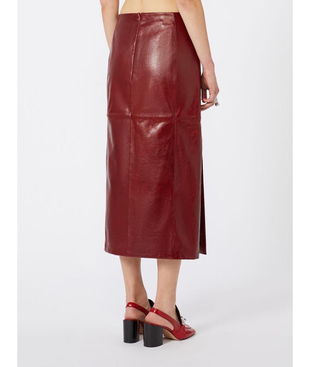 SPORTMAX Черная кожаная юбка миди, фото 4