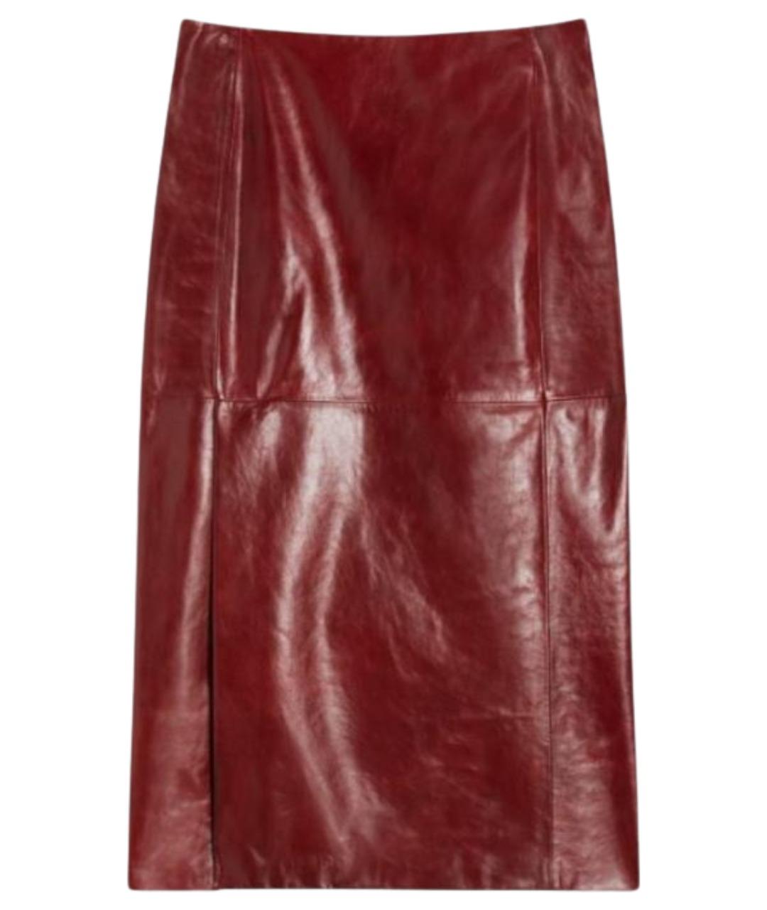 SPORTMAX Черная кожаная юбка миди, фото 1