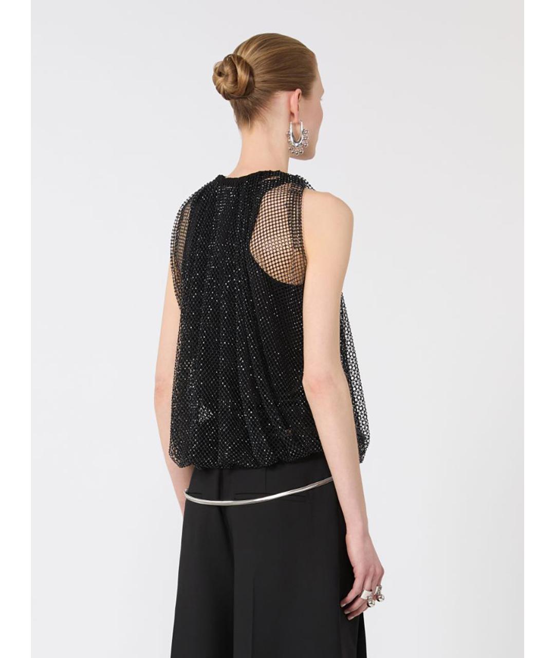 SPORTMAX Черная полиэстеровая майка, фото 4