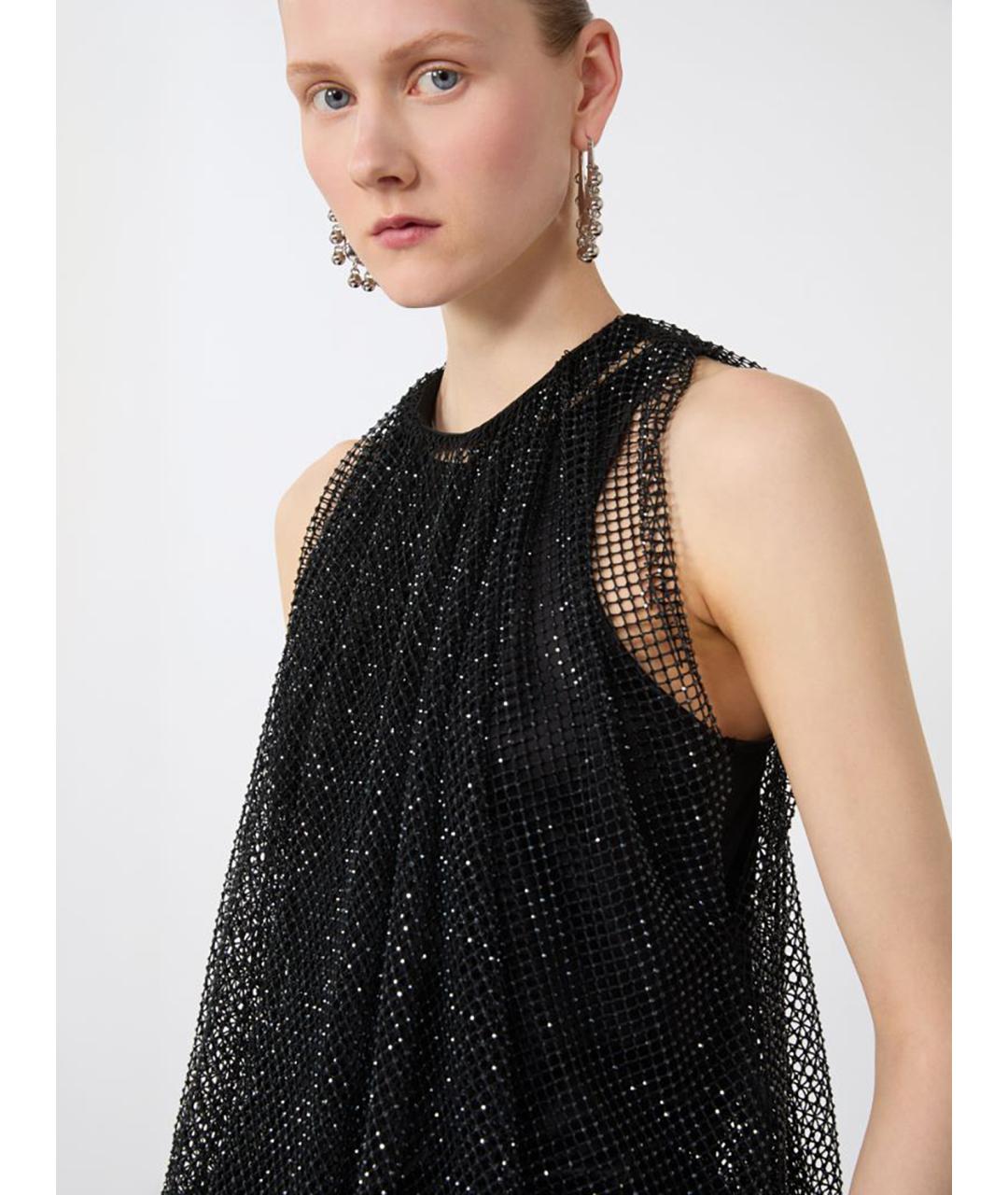 SPORTMAX Черная полиэстеровая майка, фото 5