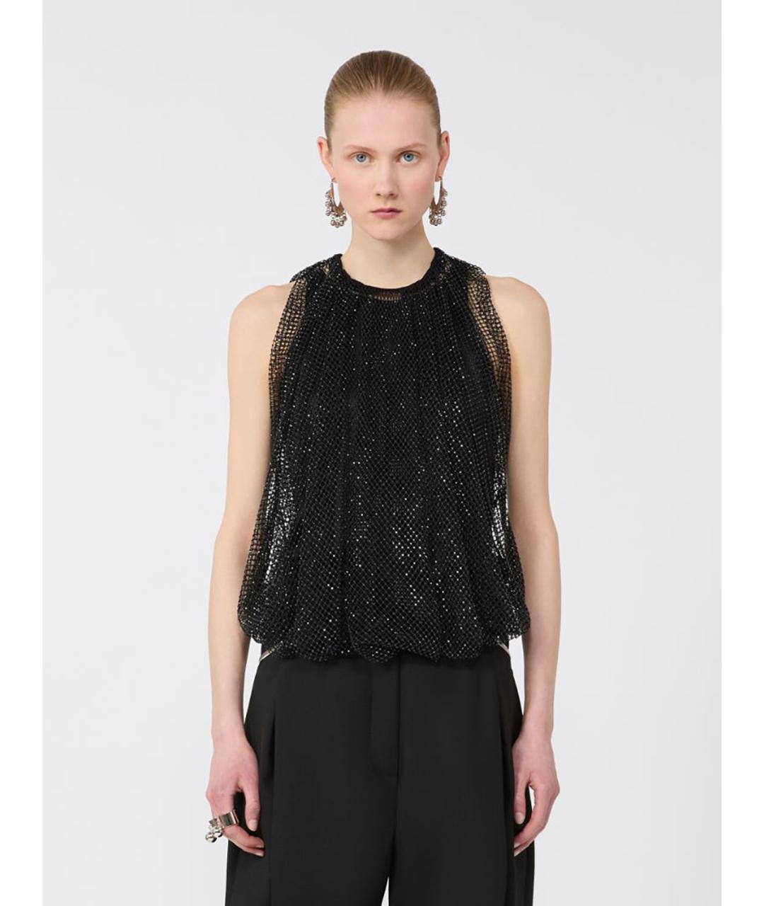 SPORTMAX Черная полиэстеровая майка, фото 3