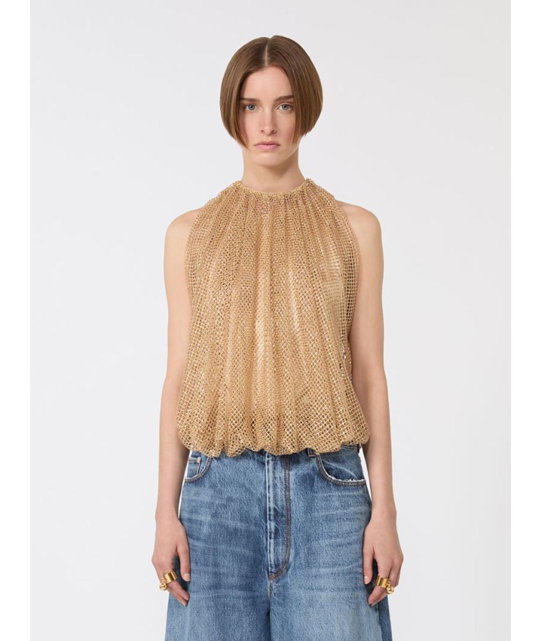 SPORTMAX Бежевая полиэстеровая блузы, фото 3