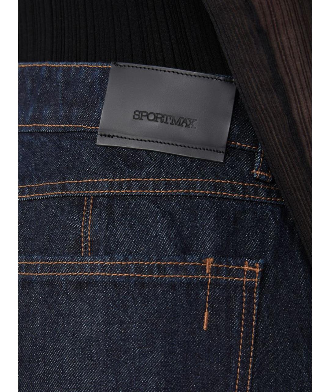 SPORTMAX Синие хлопковые прямые джинсы, фото 5