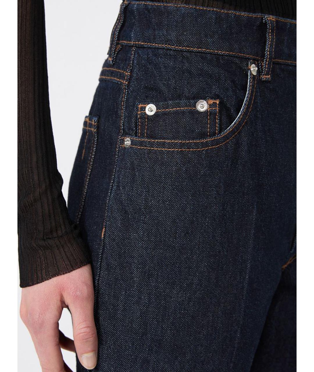 SPORTMAX Синие хлопковые прямые джинсы, фото 4