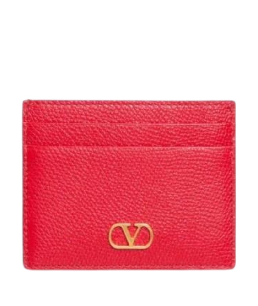 VALENTINO Красный кожаный кардхолдер, фото 1