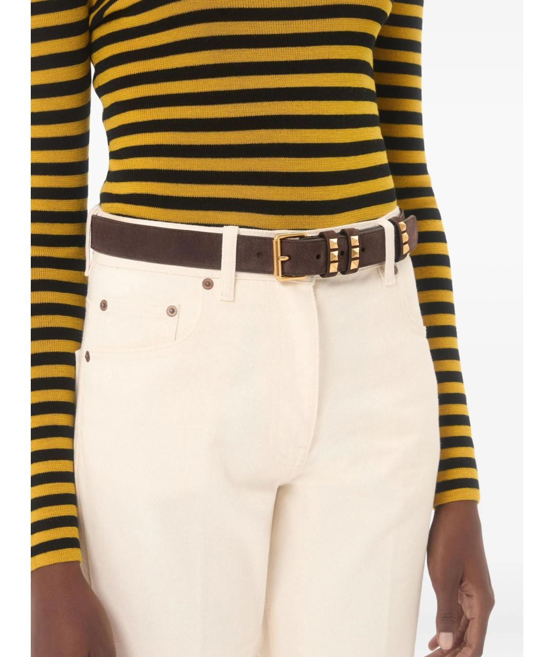 VALENTINO Коричневый кожаный ремень, фото 3