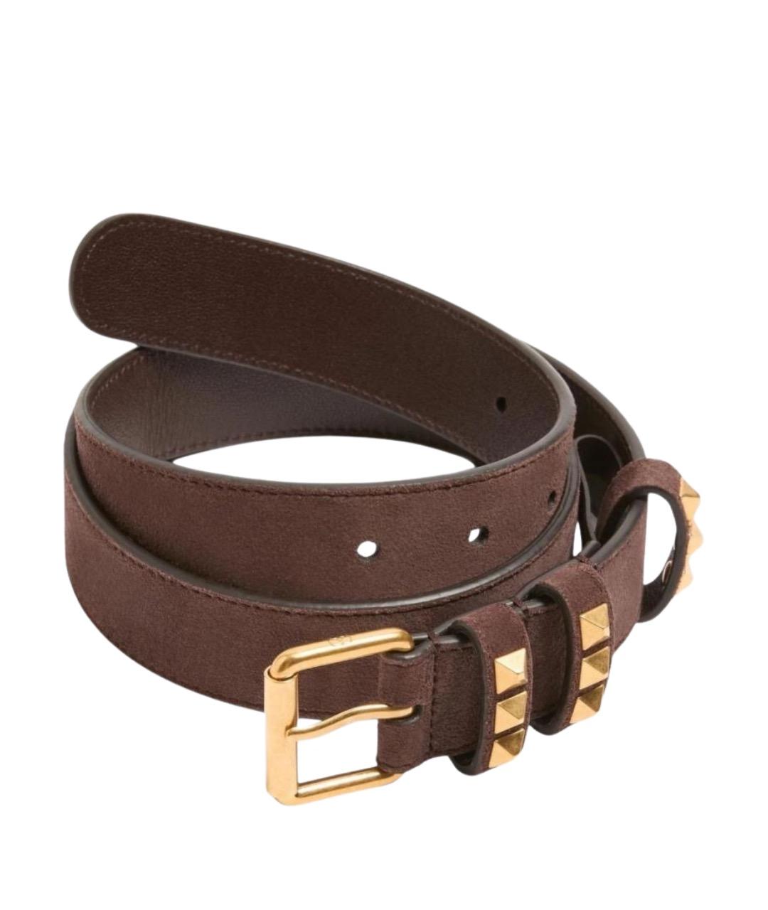 VALENTINO Коричневый кожаный ремень, фото 1