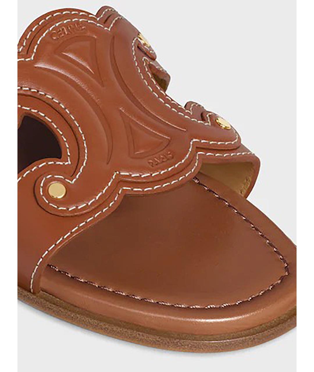 CELINE Коричневые кожаные шлепанцы, фото 3