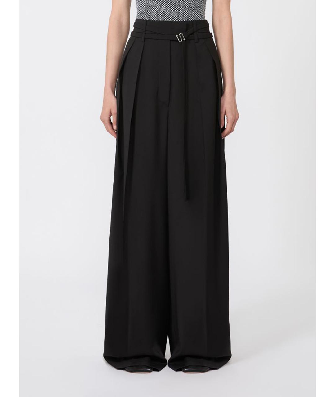 SPORTMAX Черные шерстяные брюки широкие, фото 3