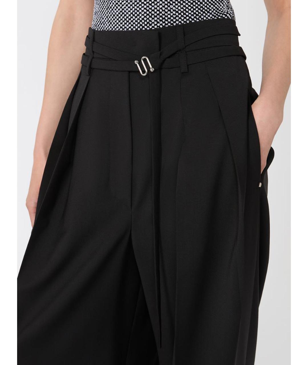 SPORTMAX Черные шерстяные брюки широкие, фото 5