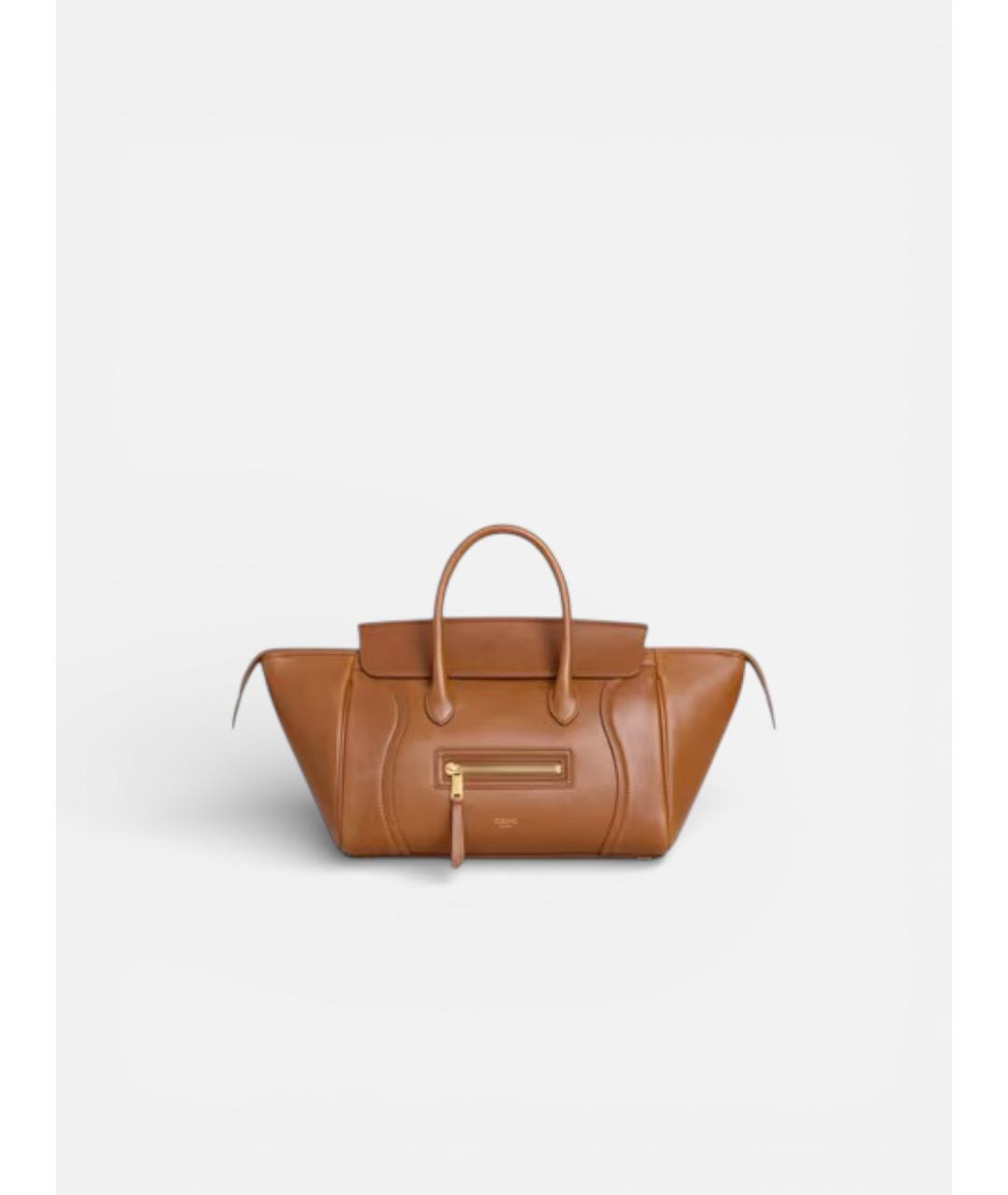 CELINE Коричневая кожаная сумка тоут, фото 6