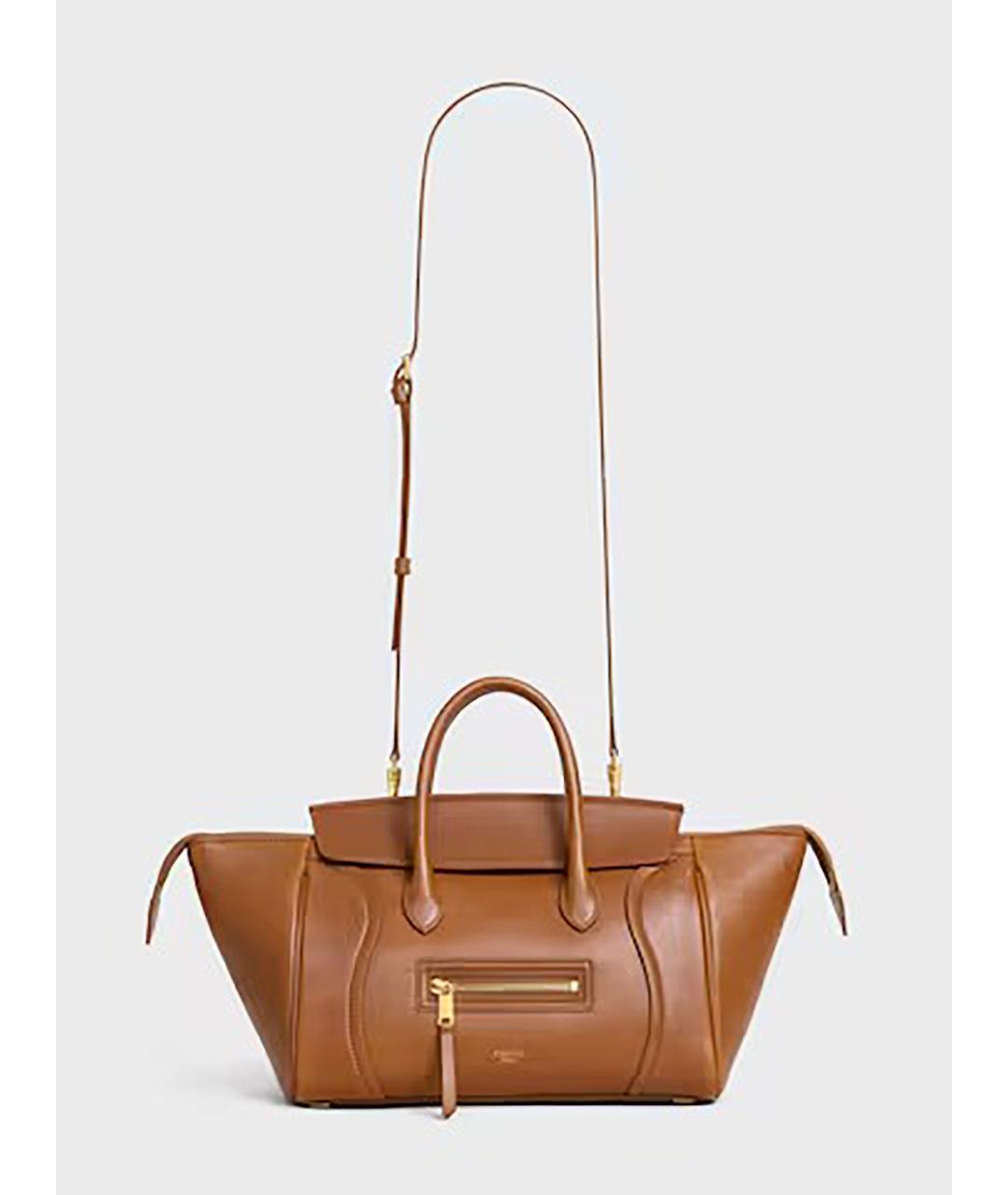 CELINE Коричневая кожаная сумка тоут, фото 5