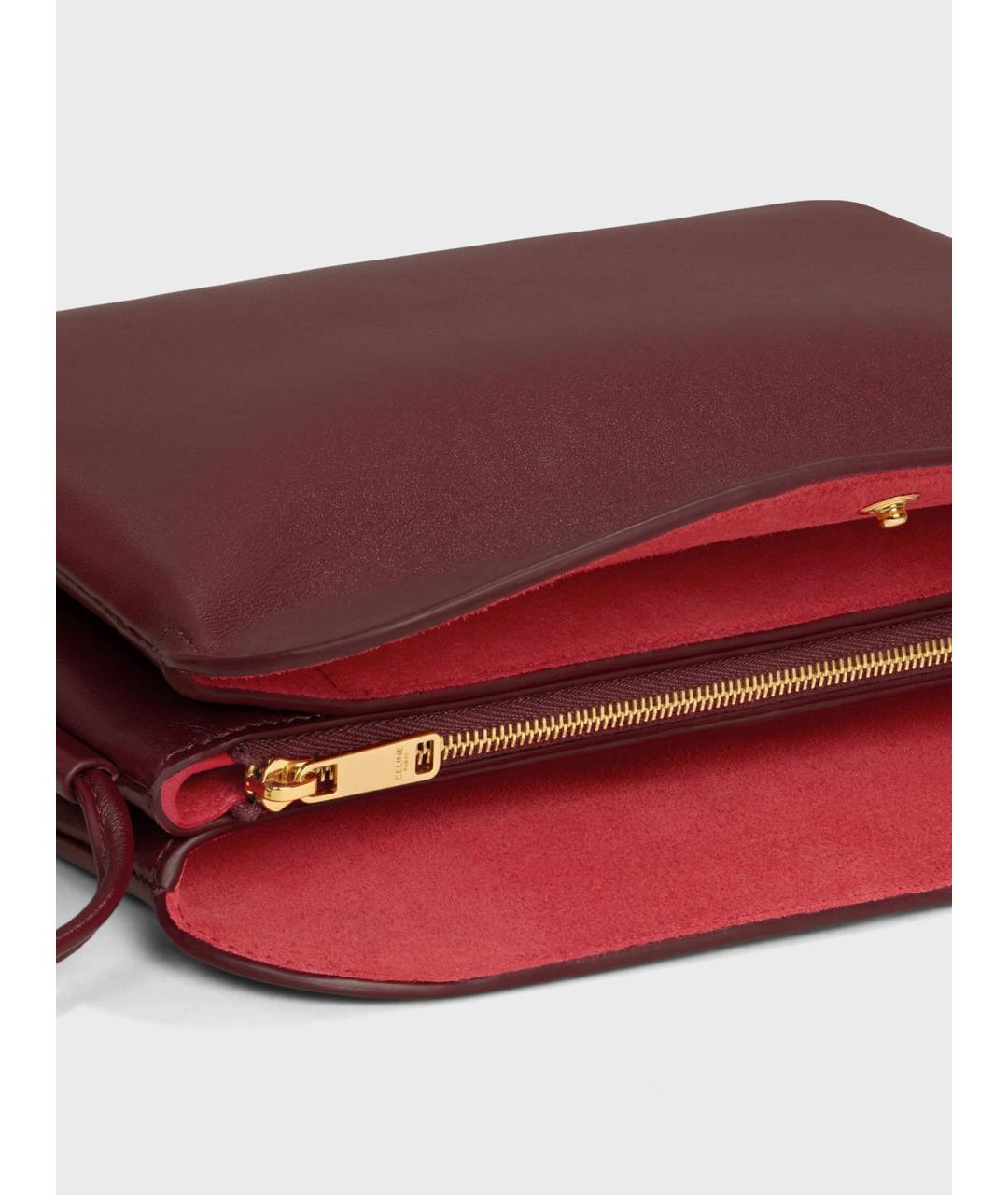 CELINE Бордовая кожаная сумка через плечо, фото 4