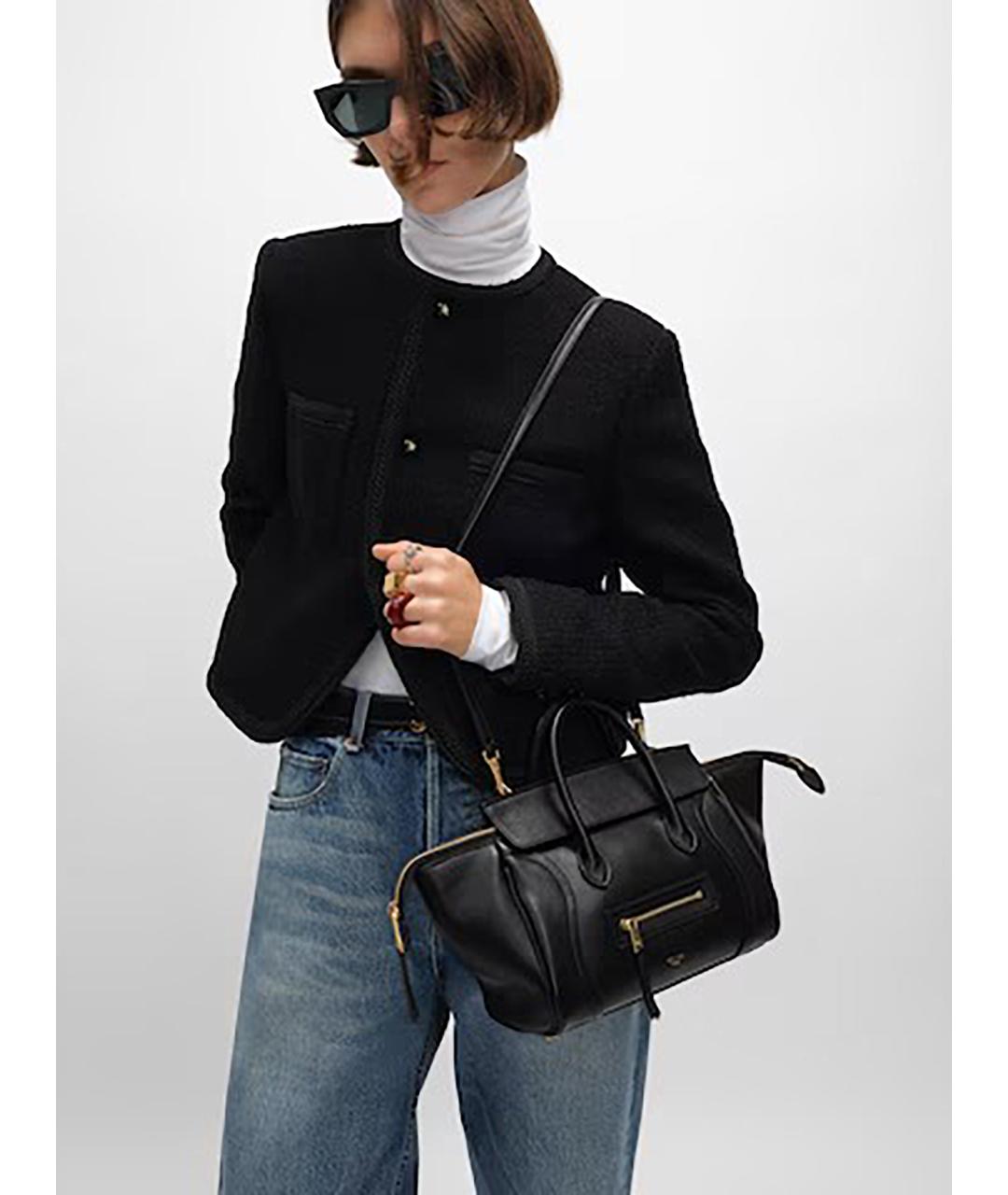 CELINE Черная кожаная сумка тоут, фото 3