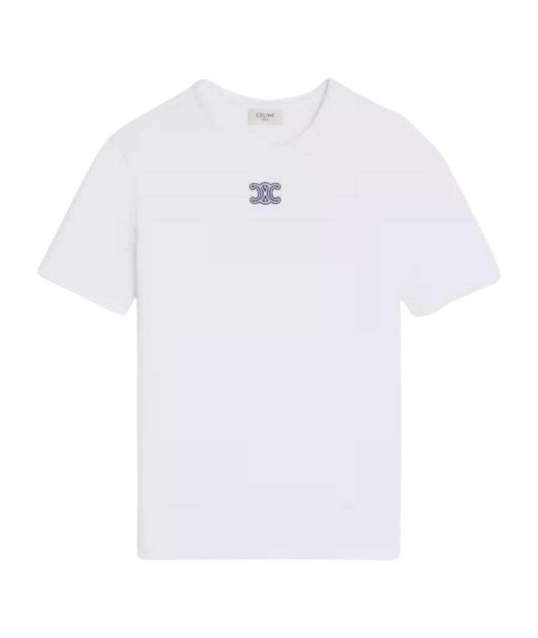 CELINE Белая хлопковая футболка, фото 1
