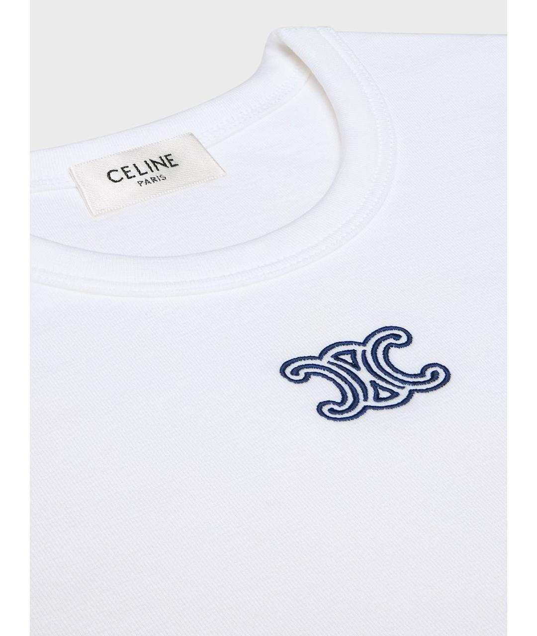 CELINE Белая хлопковая футболка, фото 3