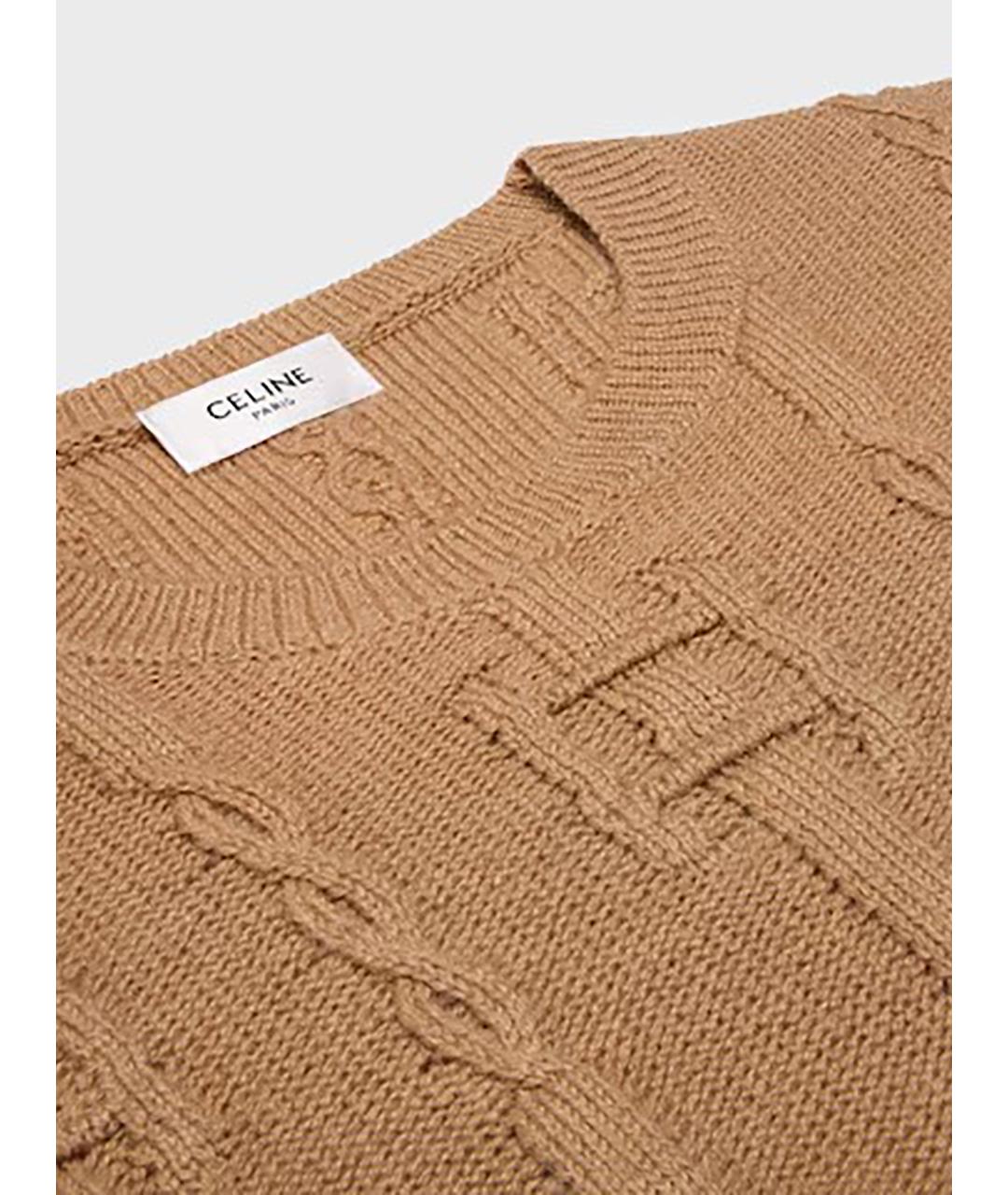 CELINE Бежевый кашемировый джемпер / свитер, фото 3