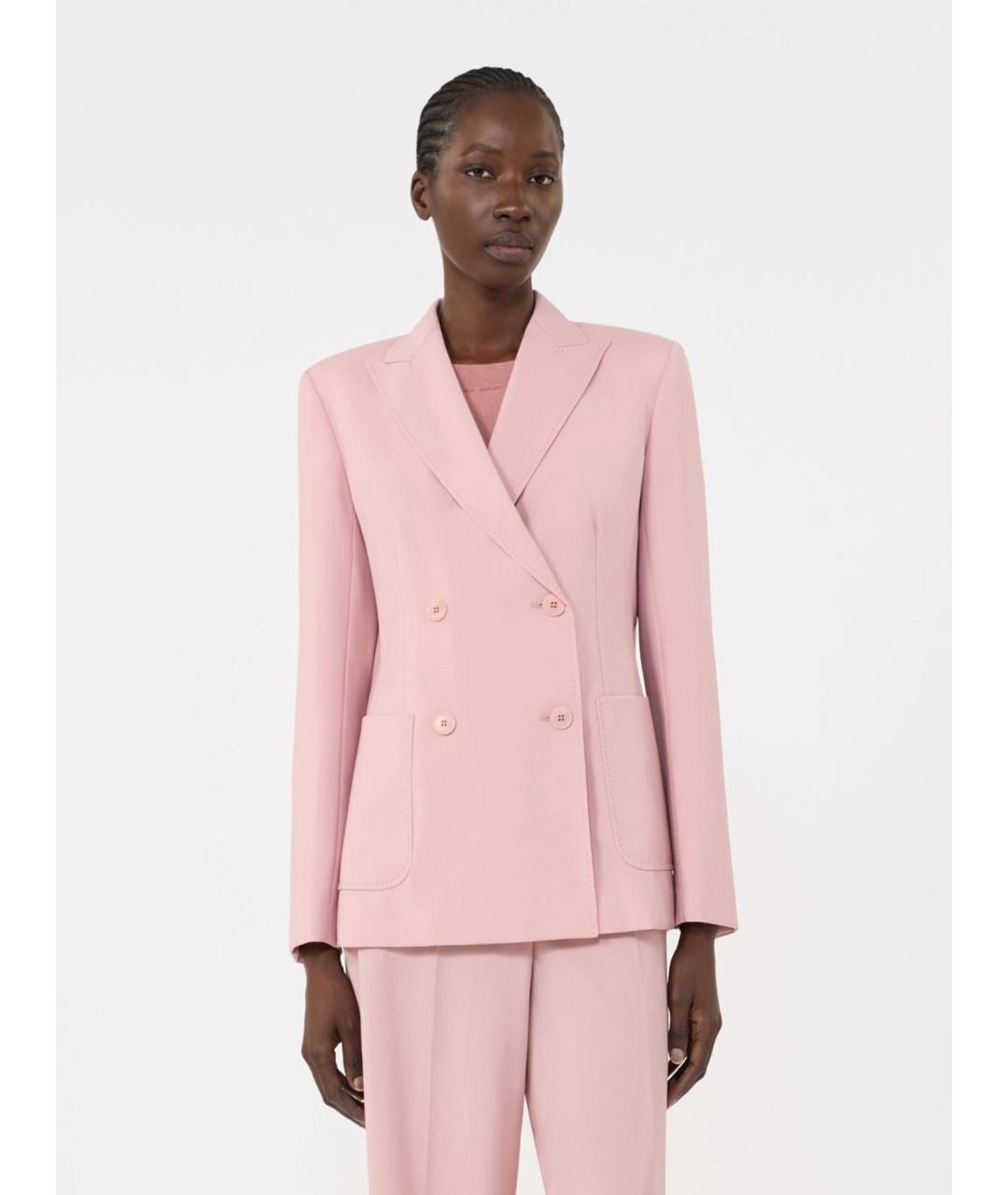 WEEKEND MAX MARA Розовый шерстяной жакет/пиджак, фото 3