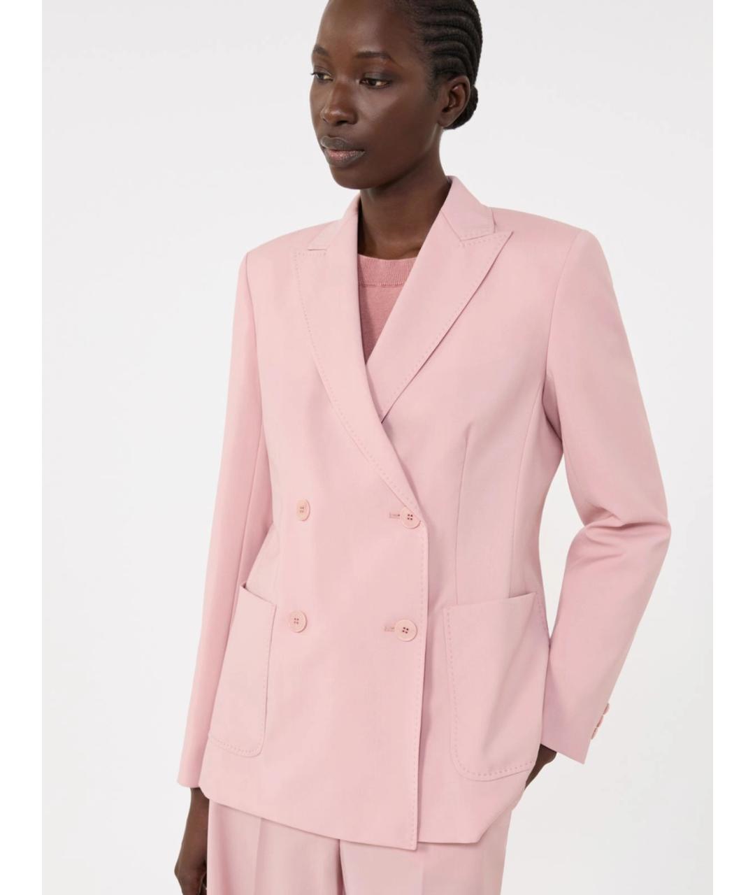 WEEKEND MAX MARA Розовый шерстяной жакет/пиджак, фото 5