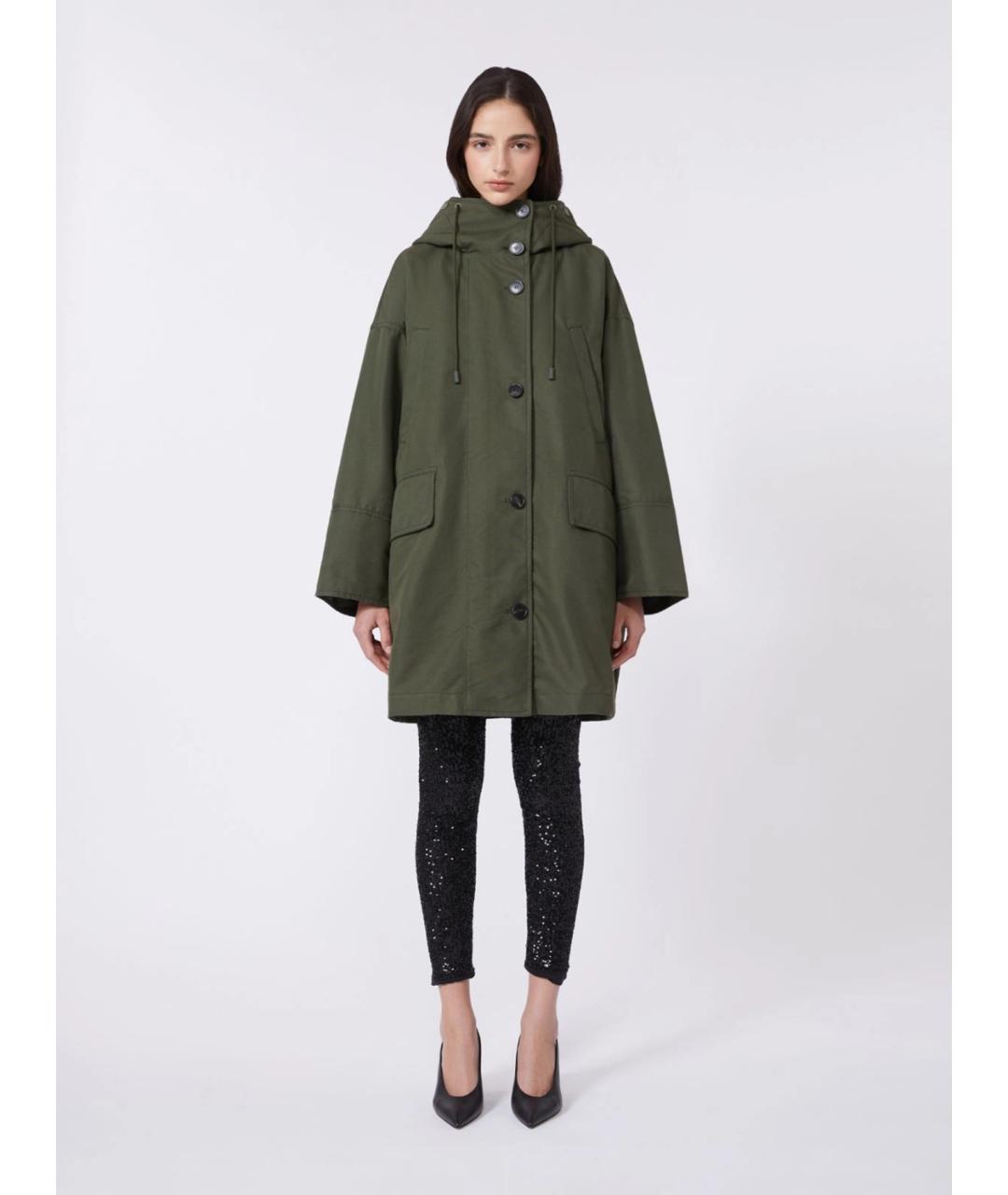 WEEKEND MAX MARA Зеленый хлопковый тренч/плащ, фото 4