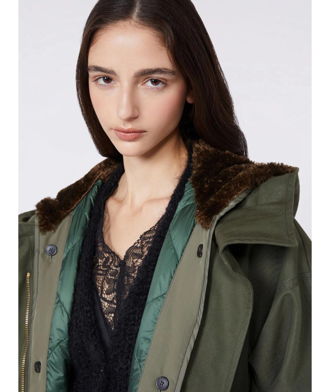 WEEKEND MAX MARA Зеленый хлопковый тренч/плащ, фото 5