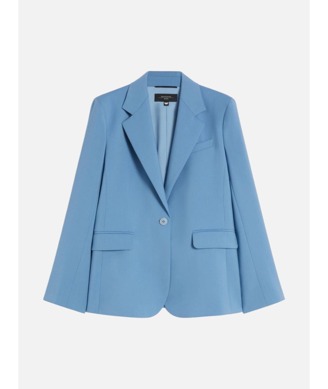 WEEKEND MAX MARA Голубой шерстяной жакет/пиджак, фото 6