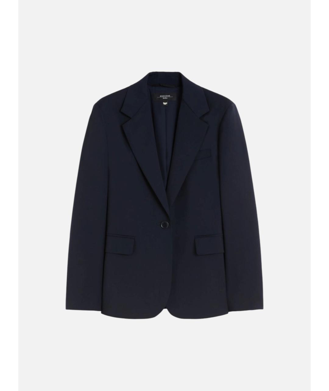 WEEKEND MAX MARA Темно-синий шерстяной жакет/пиджак, фото 6