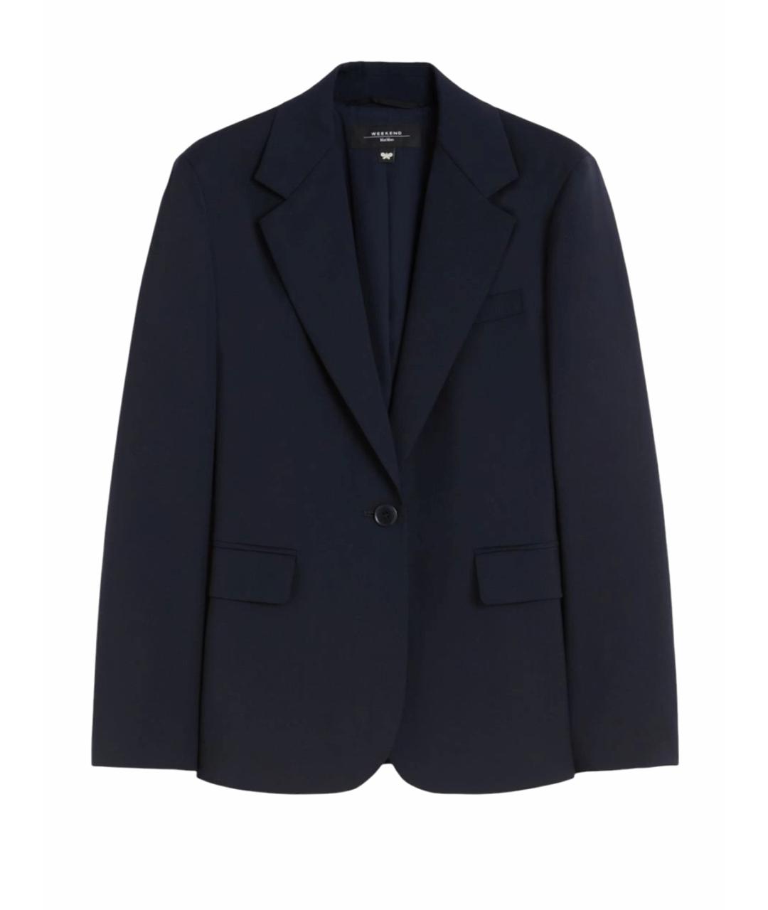WEEKEND MAX MARA Темно-синий шерстяной жакет/пиджак, фото 1