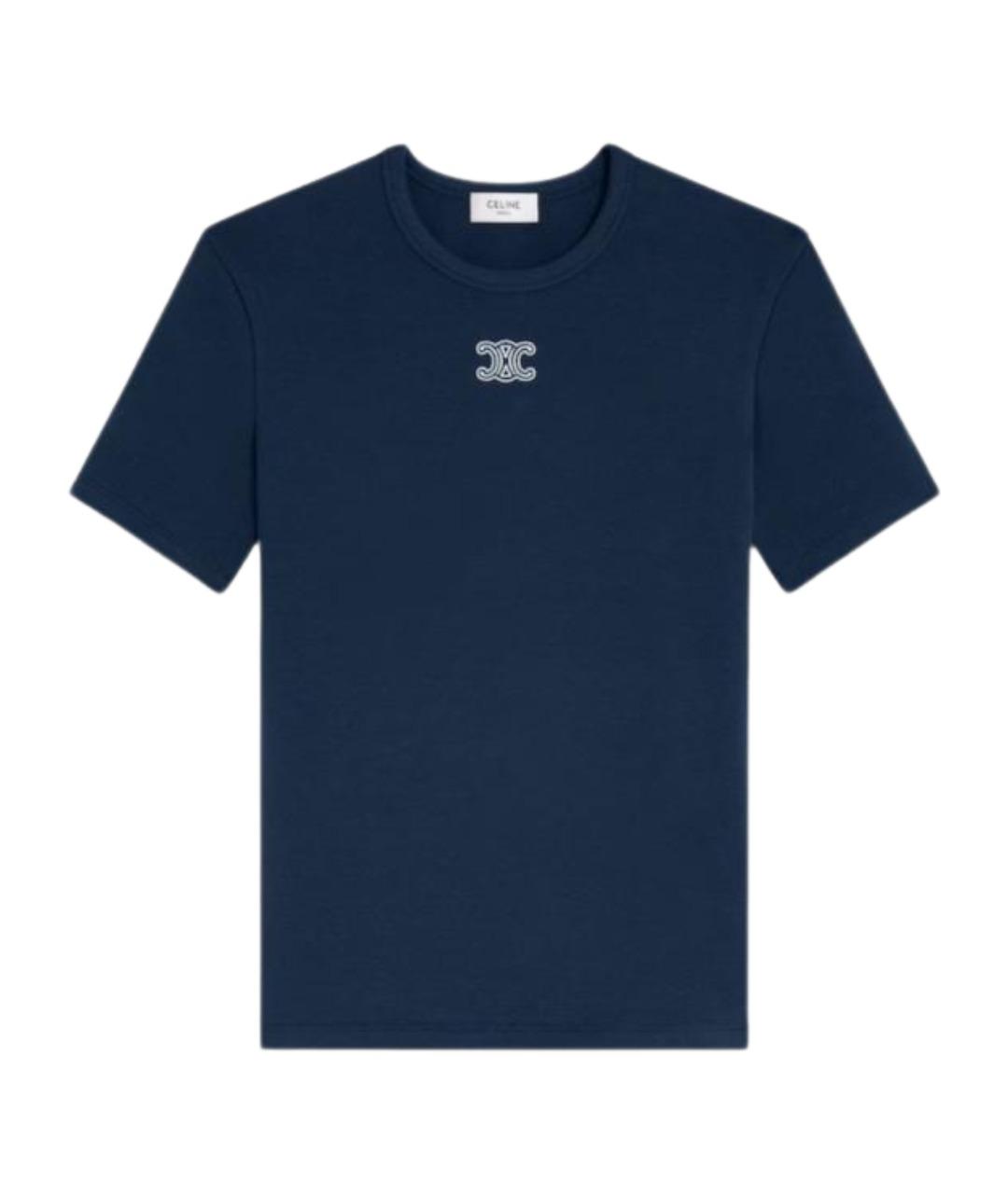 CELINE Темно-синяя хлопковая футболка, фото 1